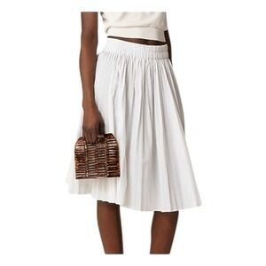 J. Crew Smocked Waist Pleated Mini Skirt White‎ Poplin Cotton XL